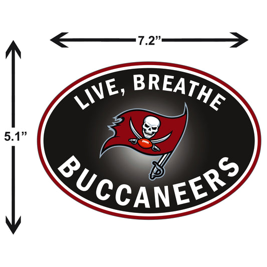 Tampa Bay Buccaneers Live-Breath Vinyl Auto or Flat Surface Decal (NFL)