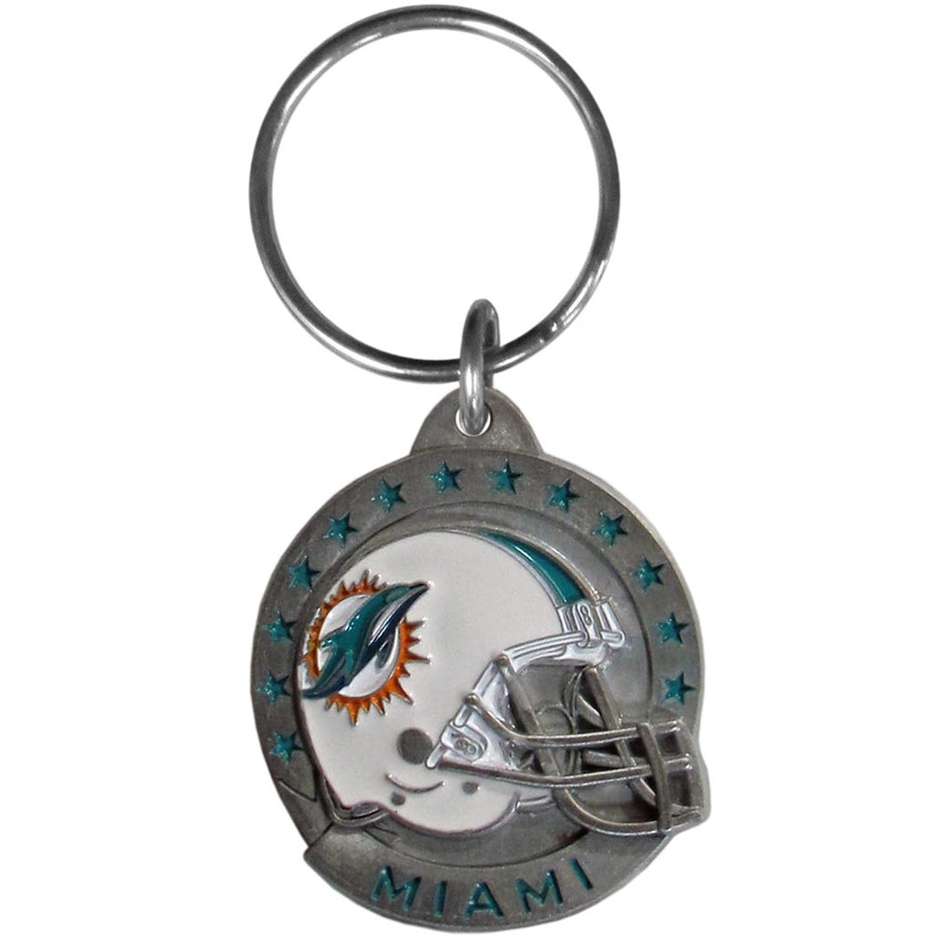 Miami Dolphins 3-D Helmet Metal Key Chain NFL Football (Round)