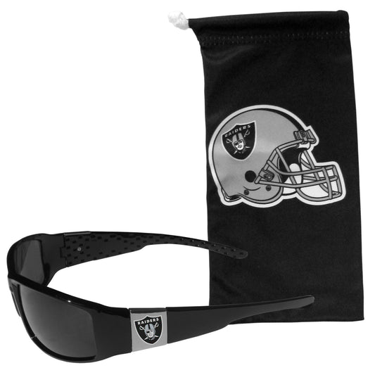 Las Vegas Raiders Chrome Wrap Sunglasses with Microfiber Bag (NFL)