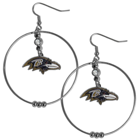 Baltimore Ravens 2 inch Hoop Earrings NFL Licensed Football Jewelry