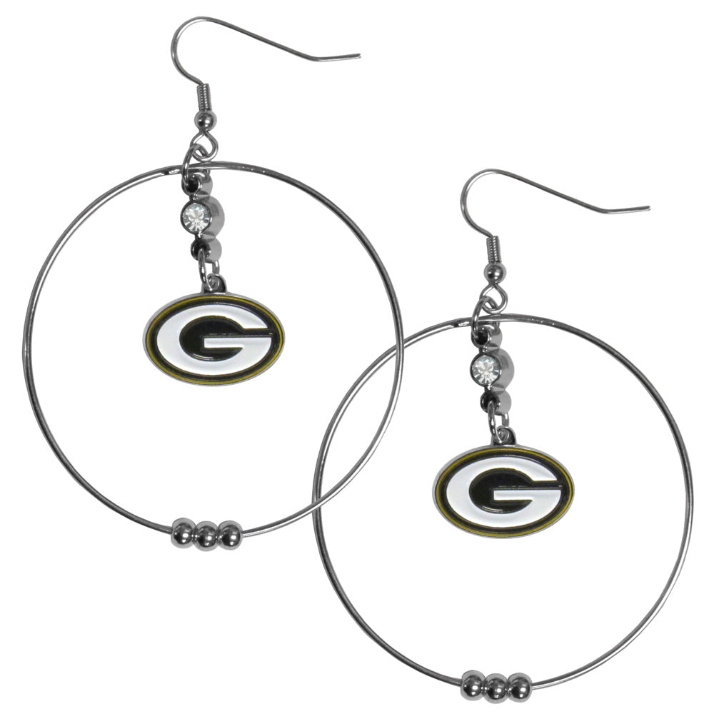 Green Bay Packers 2 inch Hoop Earrings NFL Licensed Football Jewelry