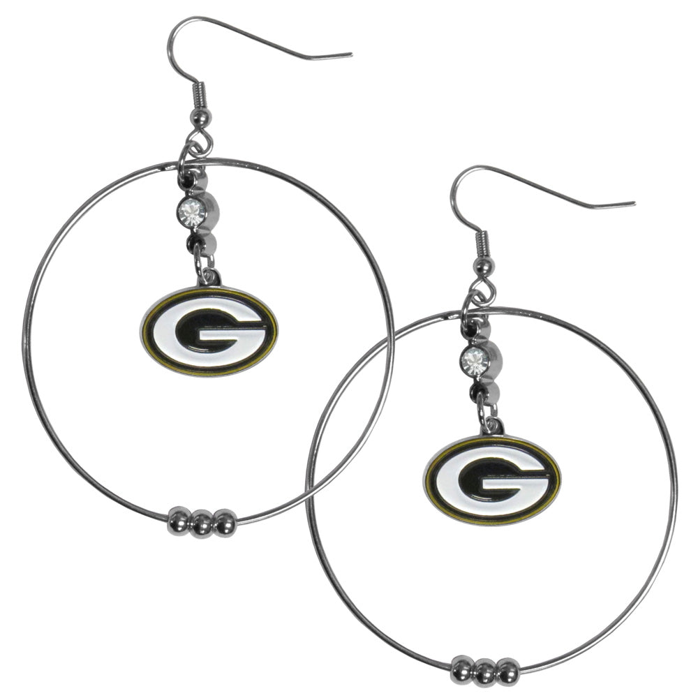 Green Bay Packers 2 inch Hoop Earrings NFL Licensed Football Jewelry