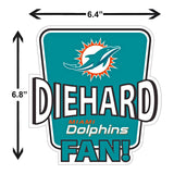 Miami Dolphins Die-Hard Fan Vinyl Auto or Flat Surface Decal NFL
