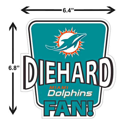 Miami Dolphins Die-Hard Fan Vinyl Auto or Flat Surface Decal NFL