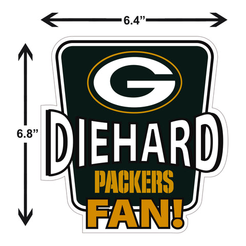 Green Bay Packers Die-Hard Fan Vinyl Auto or Flat Surface Decal NFL