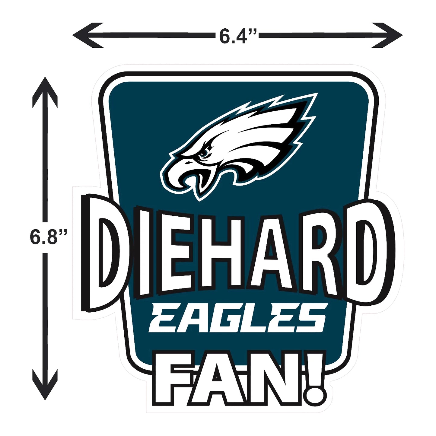 Philadelphia Eagles Die-Hard Fan Vinyl Auto or Flat Surface Decal NFL
