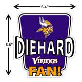 Minnesota Vikings Die-Hard Fan Vinyl Auto or Flat Surface Decal NFL