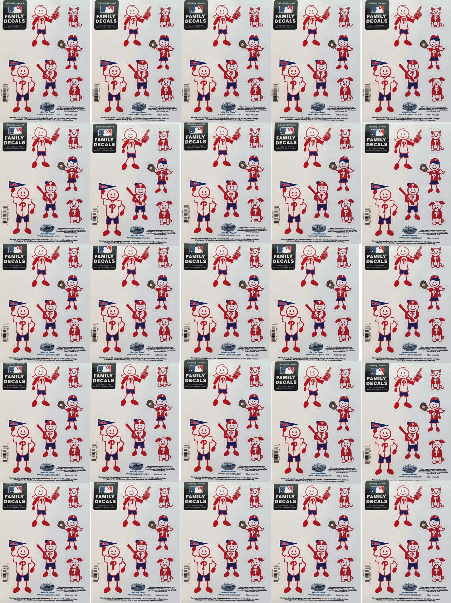 25 Sets of Philadelphia Phillies Outdoor Rated Vinyl Family Decals MLB Baseball