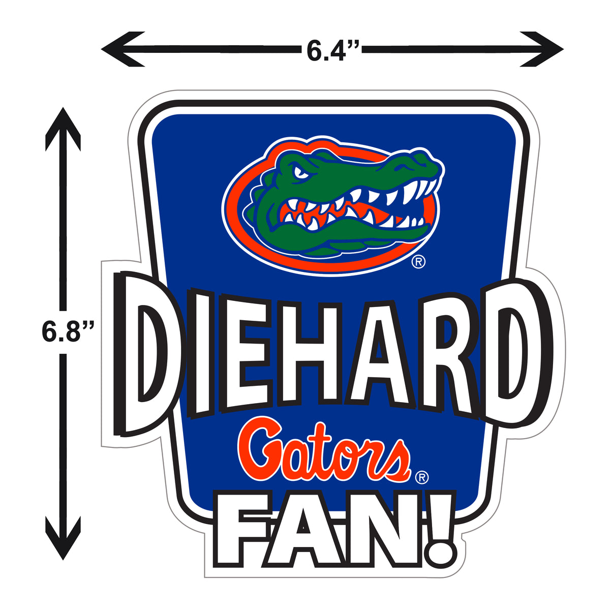 Florida Gators Die-Hard Fan Vinyl Auto or Flat Surface Decal NCAA