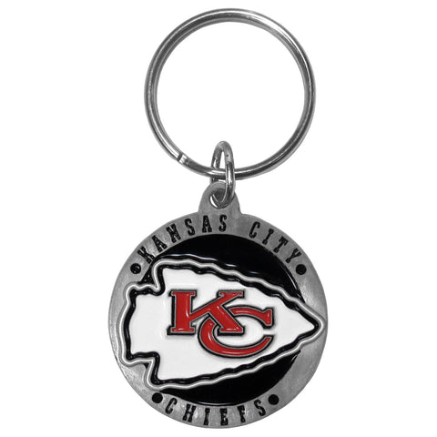 Kansas City Chiefs 3 -D Logo Metal Key Chain NFL Football (Round)