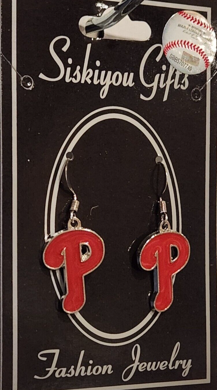 Philadelphia Phillies Dangle Earrings (Chrome) MLB Baseball