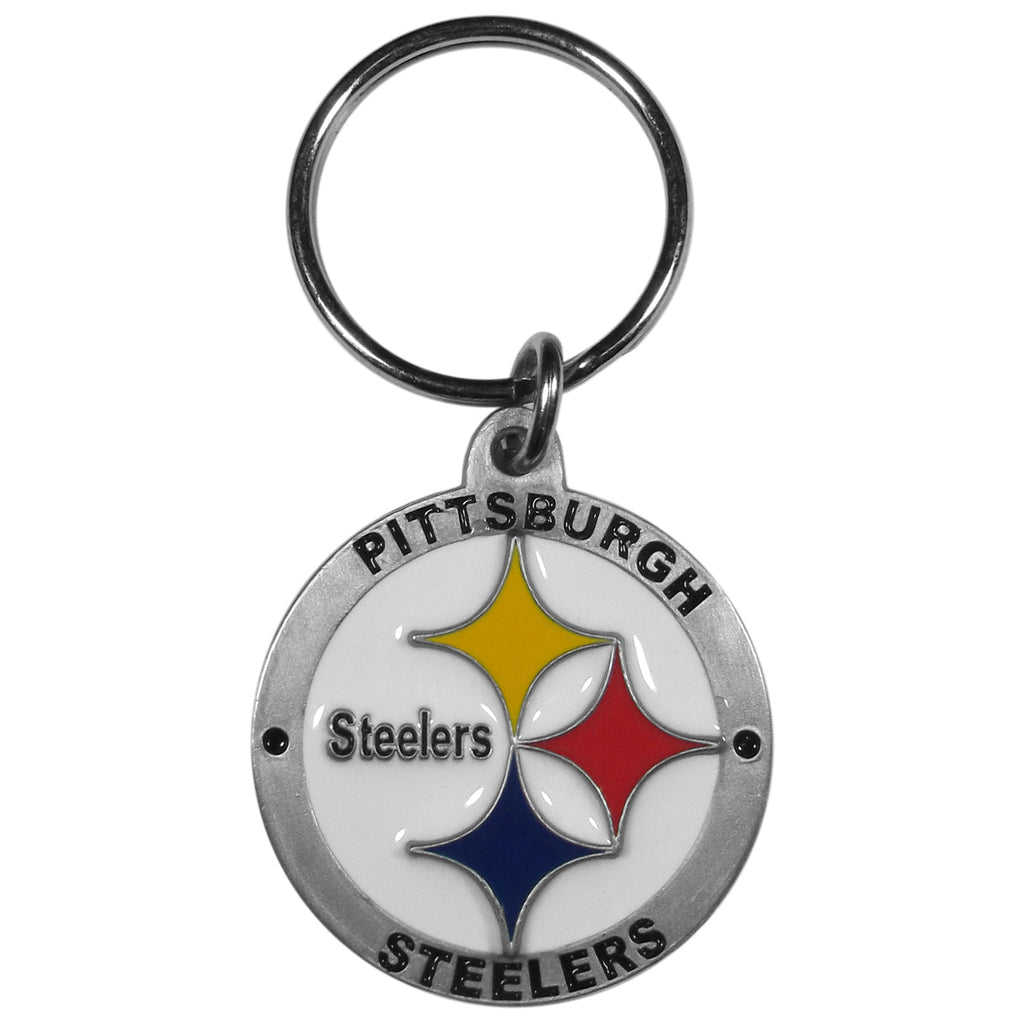 Pittsburgh Steelers 3 -D Logo Metal Key Chain NFL Football (Round)
