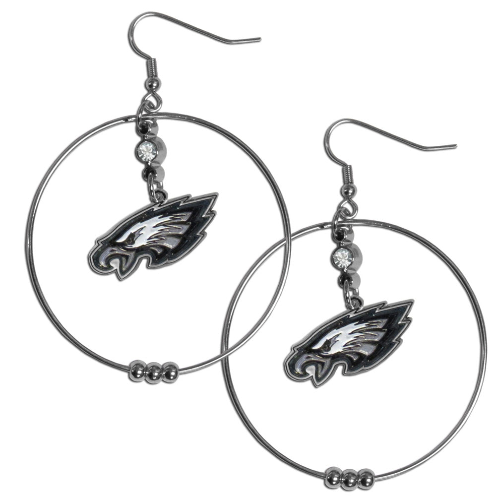 Philadelphia Eagles 2 inch Hoop Earrings NFL Licensed Football Jewelry