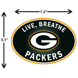 Green Bay Packers Live-Breath Vinyl Auto or Flat Surface Decal (NFL)