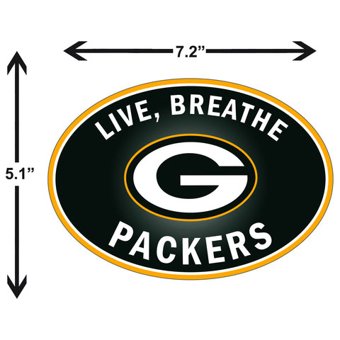 Green Bay Packers Live-Breath Vinyl Auto or Flat Surface Decal (NFL)