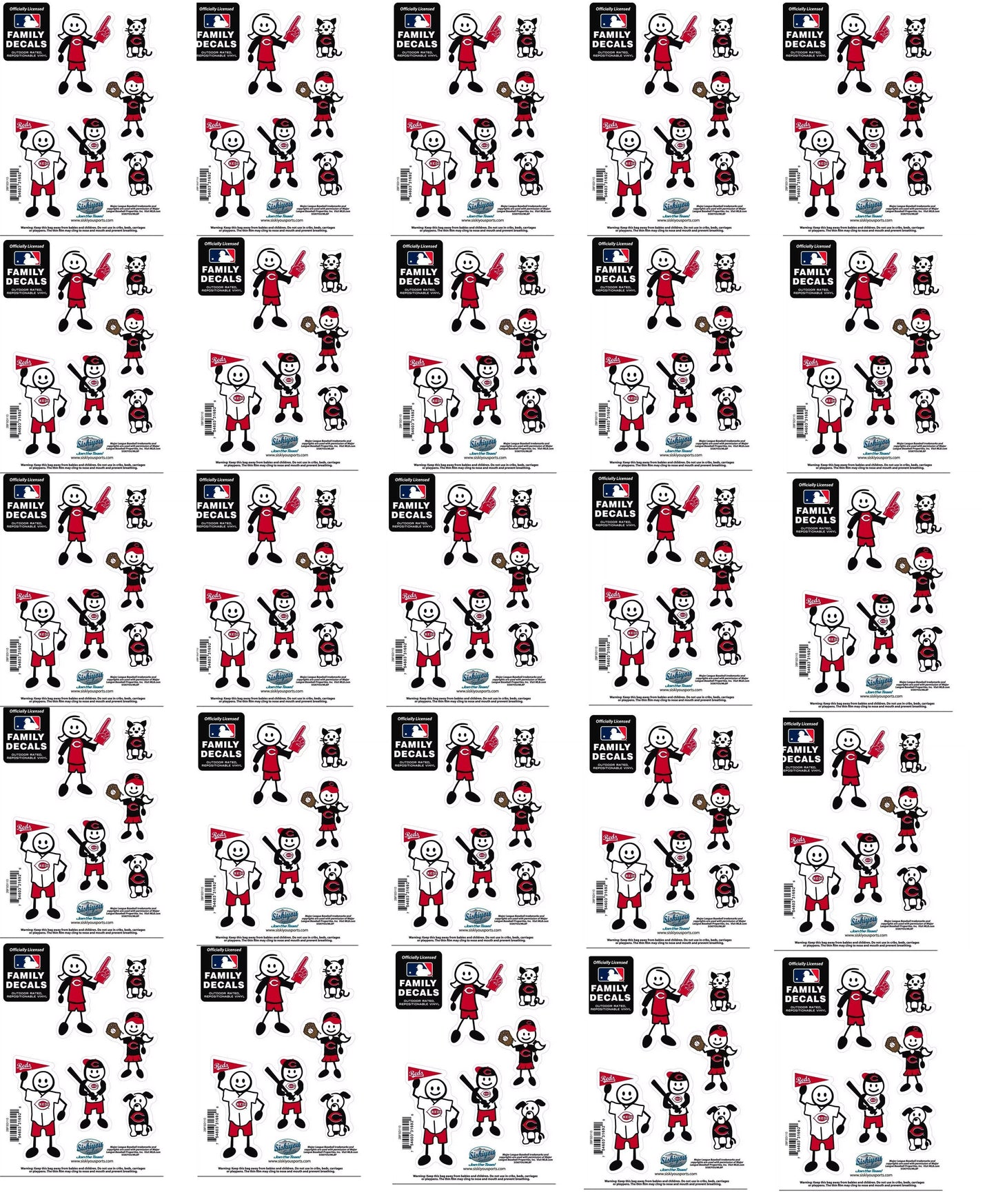 25 Sets of Cincinnati Reds Outdoor Rated Vinyl Family Decals MLB Baseball