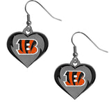 Cincinnati Bengals Heart Dangle Earrings NFL Football