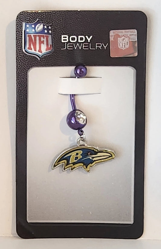 Baltimore Ravens Navel Belly Ring with Dangle Charm (Logo) NFL Football
