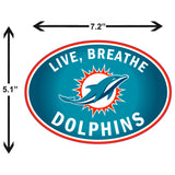 Miami Dolphins Live-Breath Vinyl Auto or Flat Surface Decal (NFL)