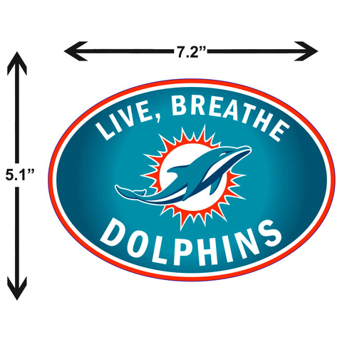 Miami Dolphins Live-Breath Vinyl Auto or Flat Surface Decal (NFL)