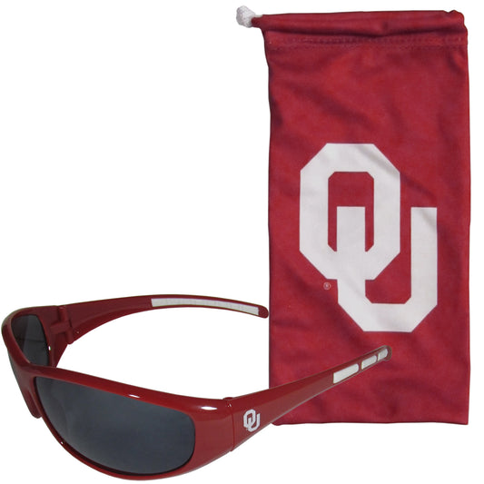 Oklahoma Sooners Wrap Sunglasses with Microfiber Bag (NCAA)