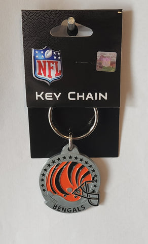 Cincinnati Bengals Helmet Metal Key Chain NFL Football (Round Variant)
