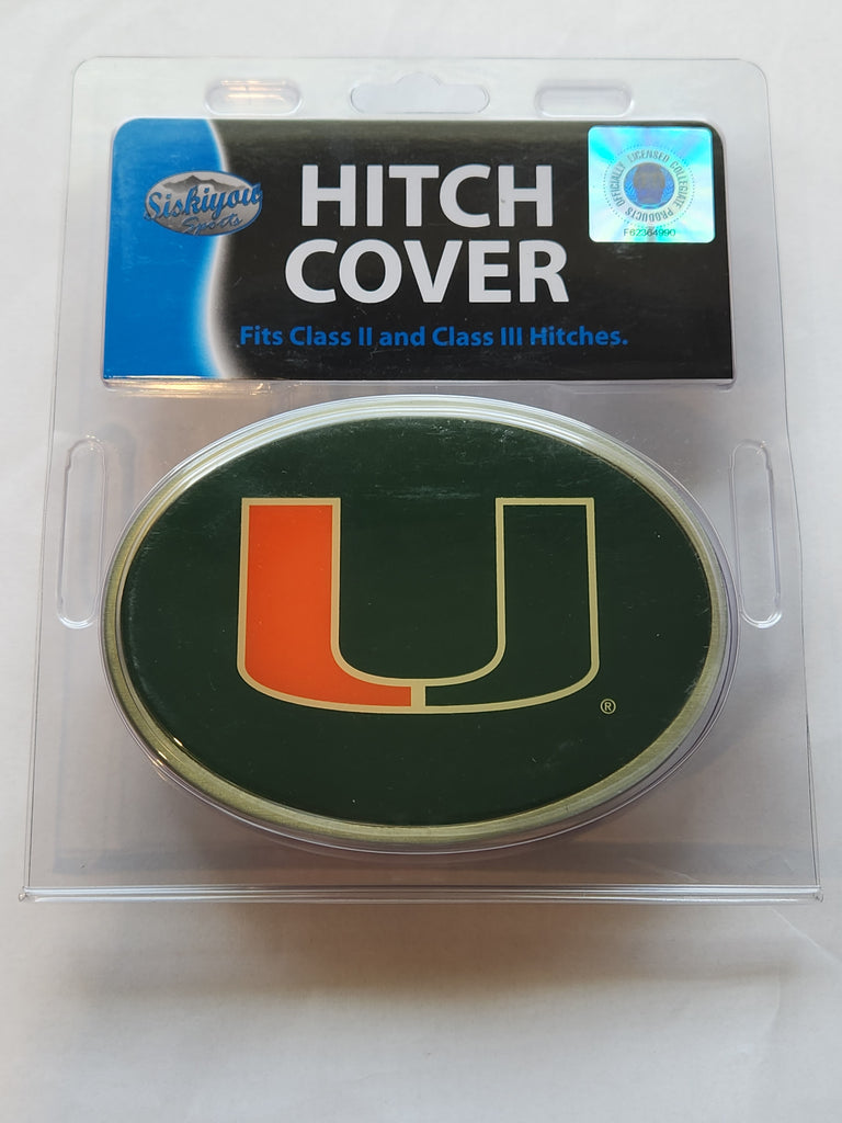 Miami Hurricanes Metal Oval Hitch Cover (NCAA)