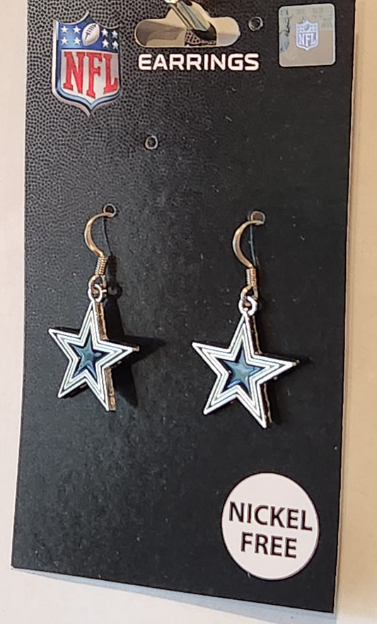 Dallas Cowboys Dangle Earrings (Chrome) NFL Football