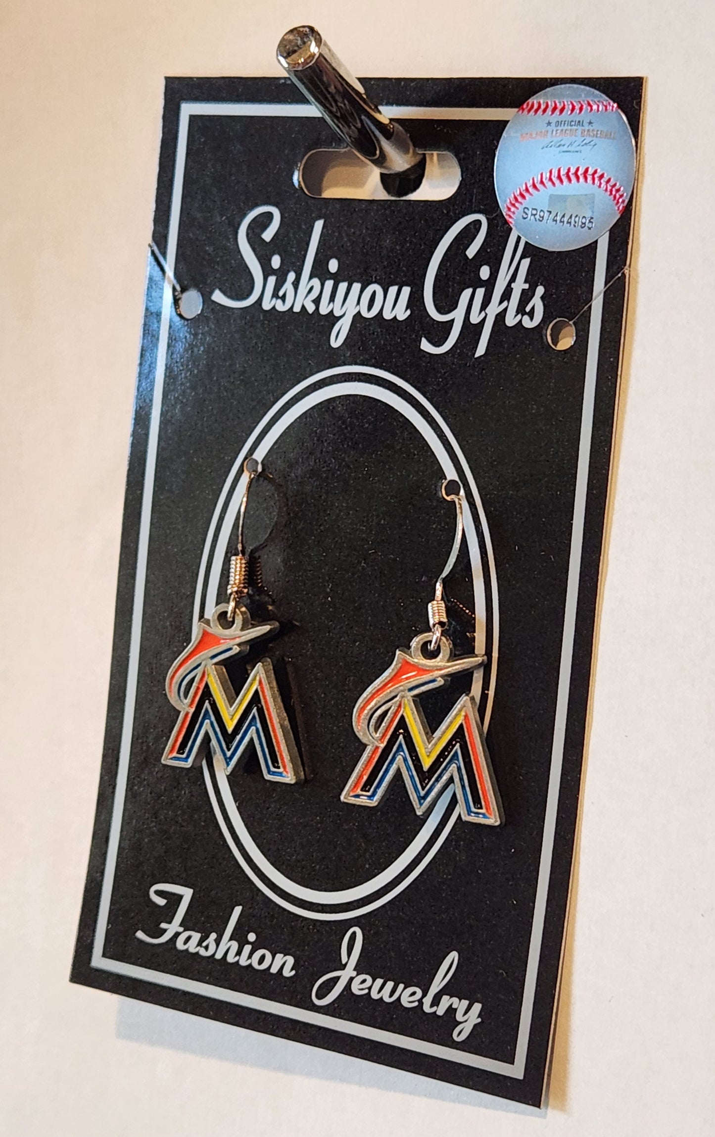 Miami Marlins Dangle Earrings (Zinc) MLB Jewelry