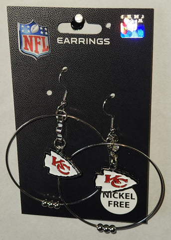 Kansas City Chiefs 2 inch Hoop Earrings NFL Licensed Football Jewelry