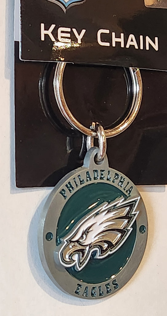 Philadelphia Eagles 3-D Logo Metal Key Chain NFL Football (Round)