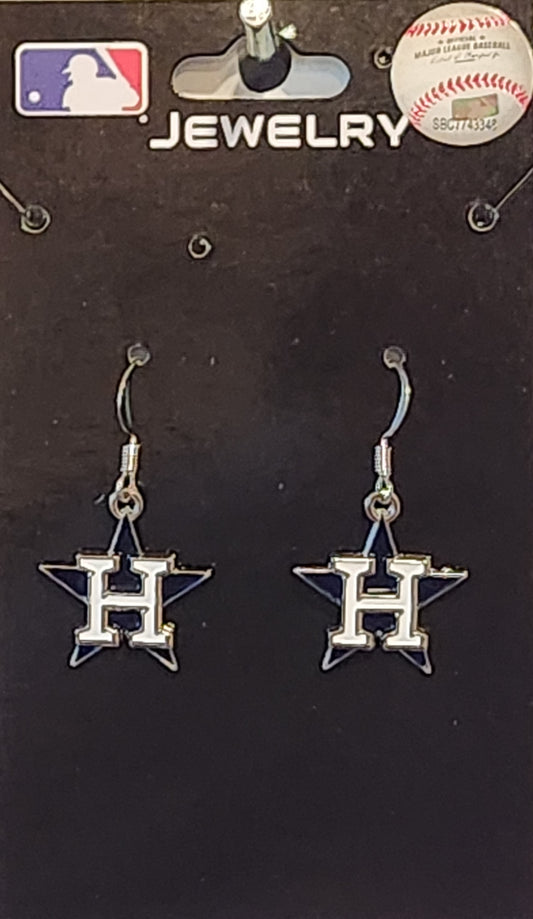 Houston Astros Dangle Earrings (Chrome) MLB Baseball