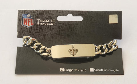 New Orleans Saints 9" Heavy Duty Metal Link Team ID Bracelet NFL