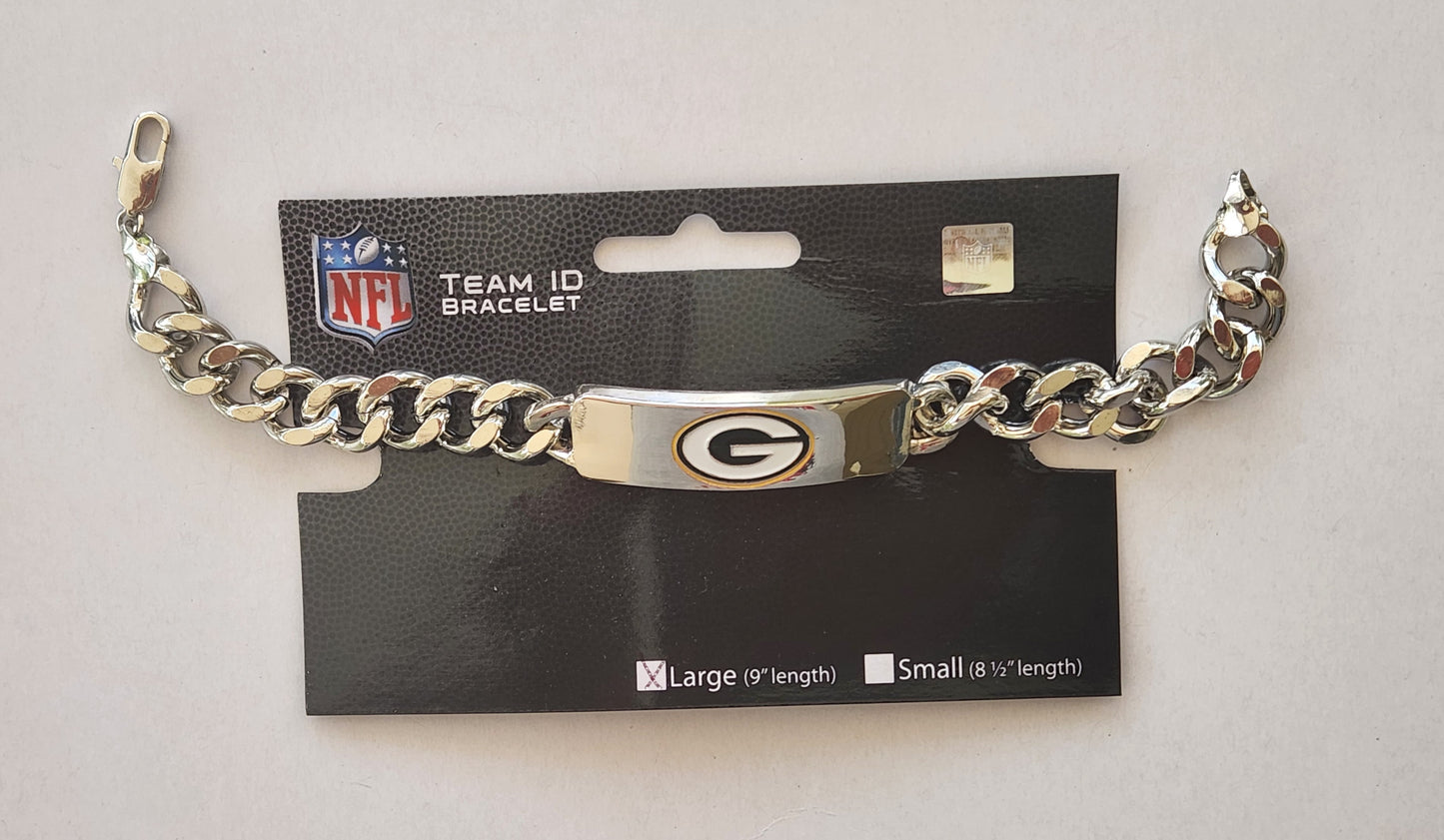 Green Bay Packers 9" Heavy Duty Metal Link Team ID Bracelet NFL
