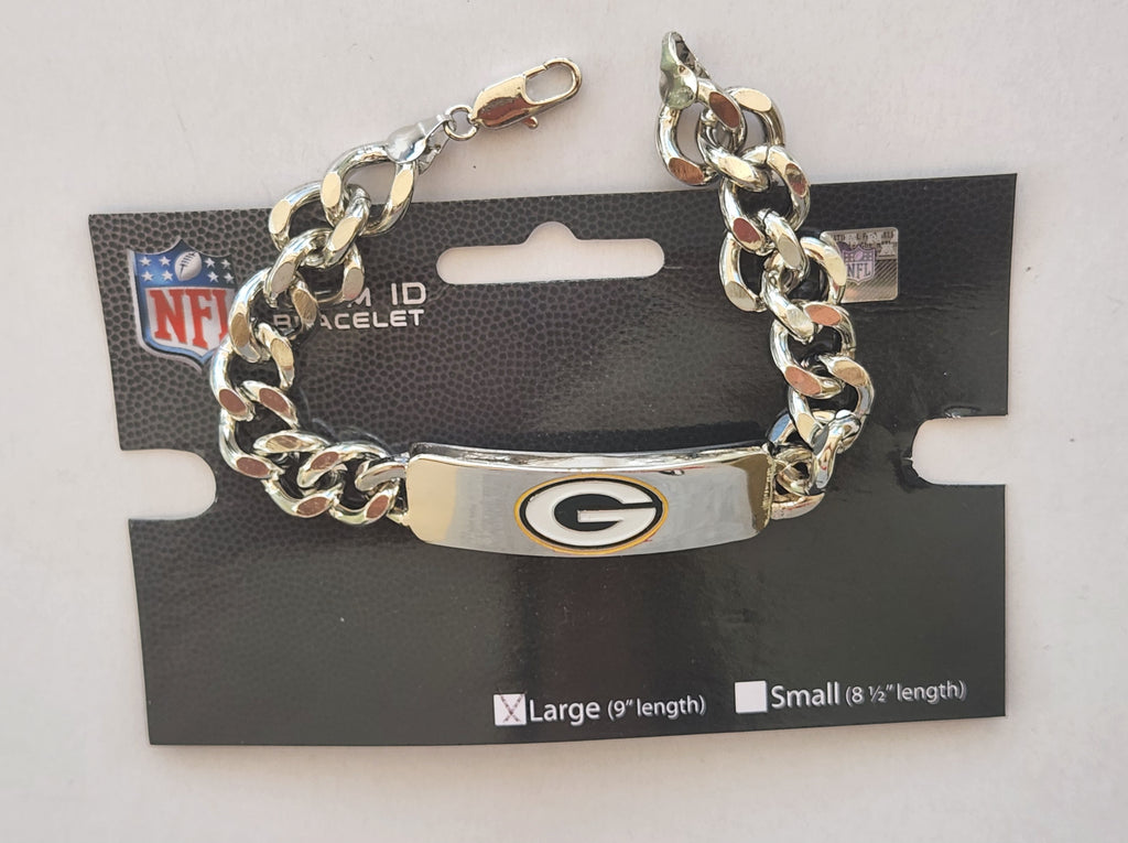 Green Bay Packers 9" Heavy Duty Metal Link Team ID Bracelet NFL
