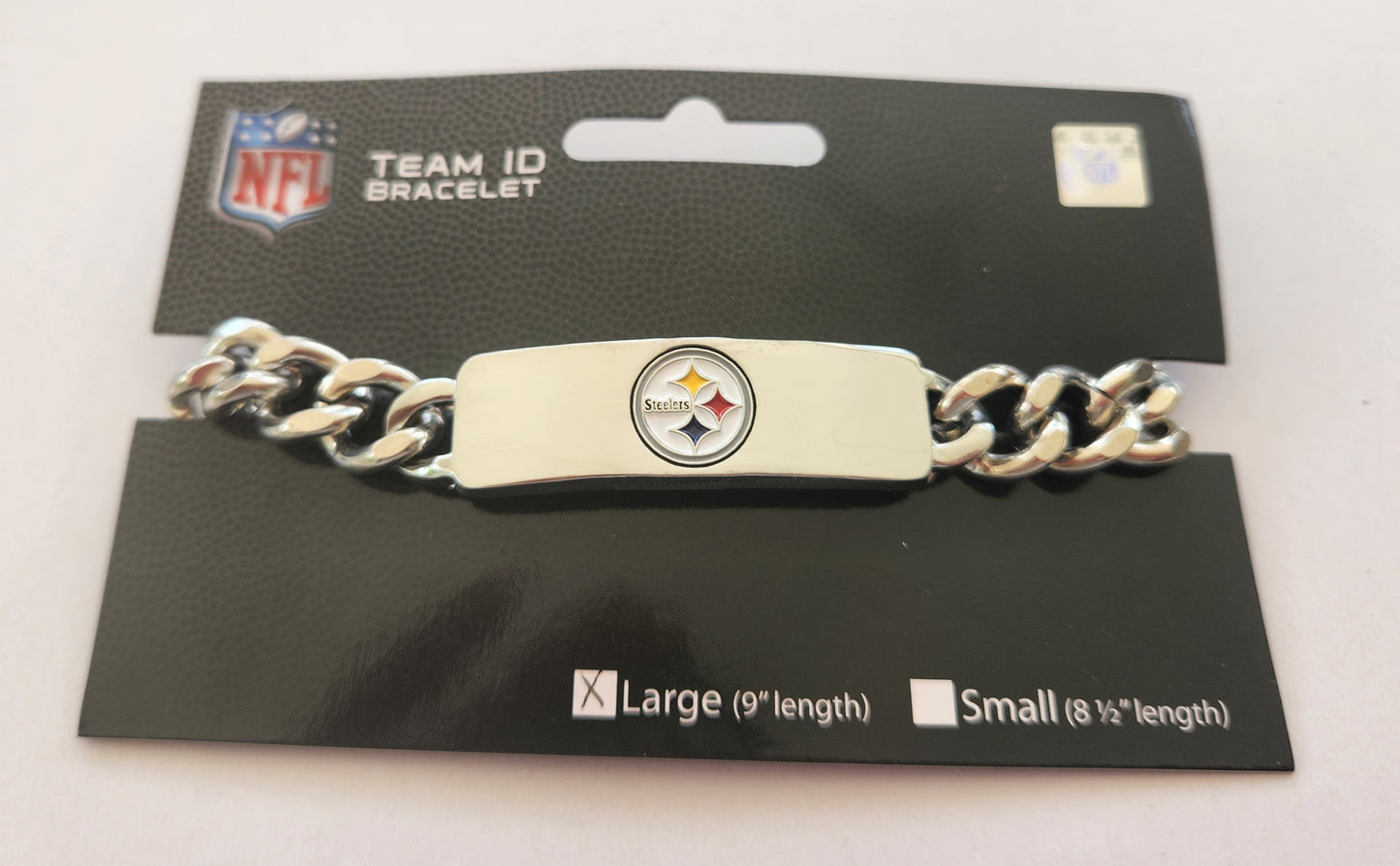 Pittsburgh Steelers 9" Heavy Duty Metal Link Team ID Bracelet NFL