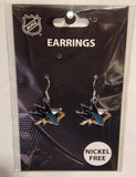 San Jose Sharks Dangle Earrings (Chrome) NHL Hockey
