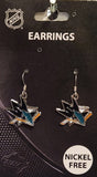 San Jose Sharks Dangle Earrings (Chrome) NHL Hockey
