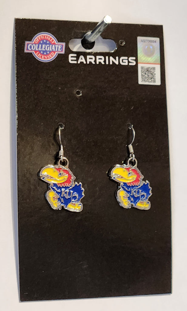 Kansas Jayhawks Dangle Earrings (Chrome) NCAA