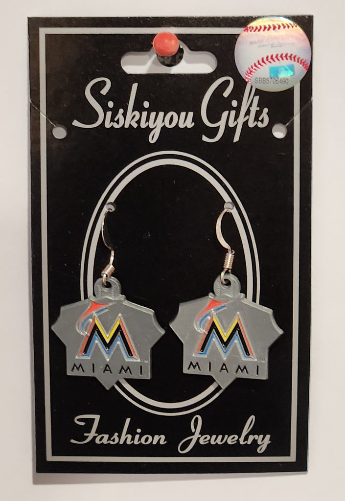 Miami Marlins Dangle Earrings Licensed MLB Baseball Jewelry