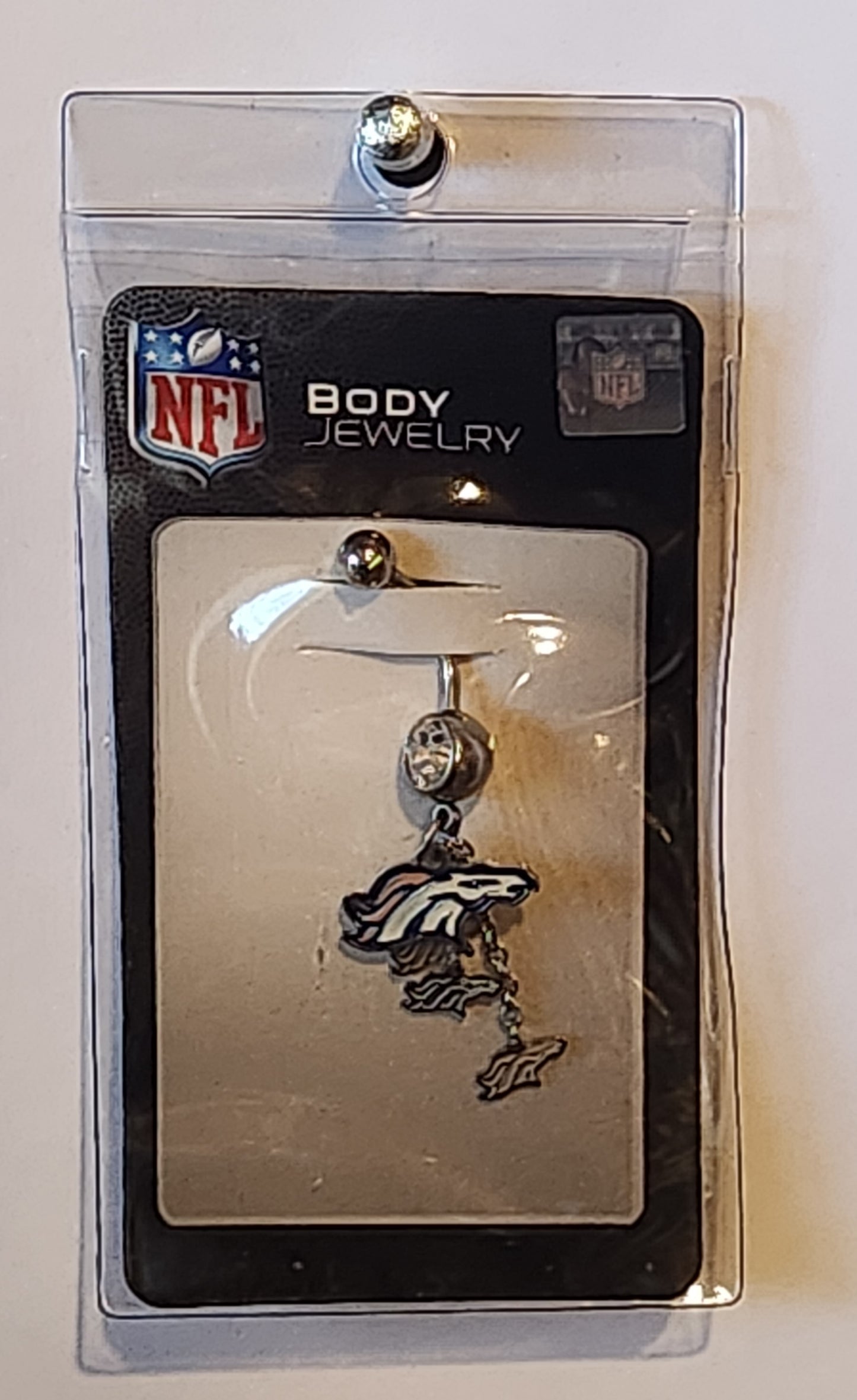 Denver Broncos Navel Belly Ring with Dangle Charms NFL Jewelry