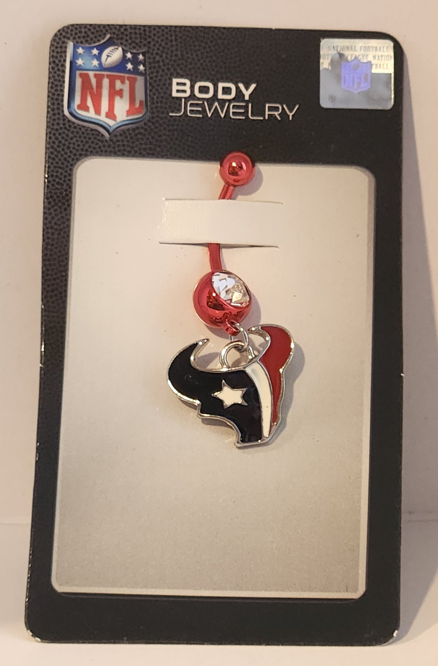 Houston Texans Navel Belly Ring with Dangle Charm (Logo) NFL Jewelry