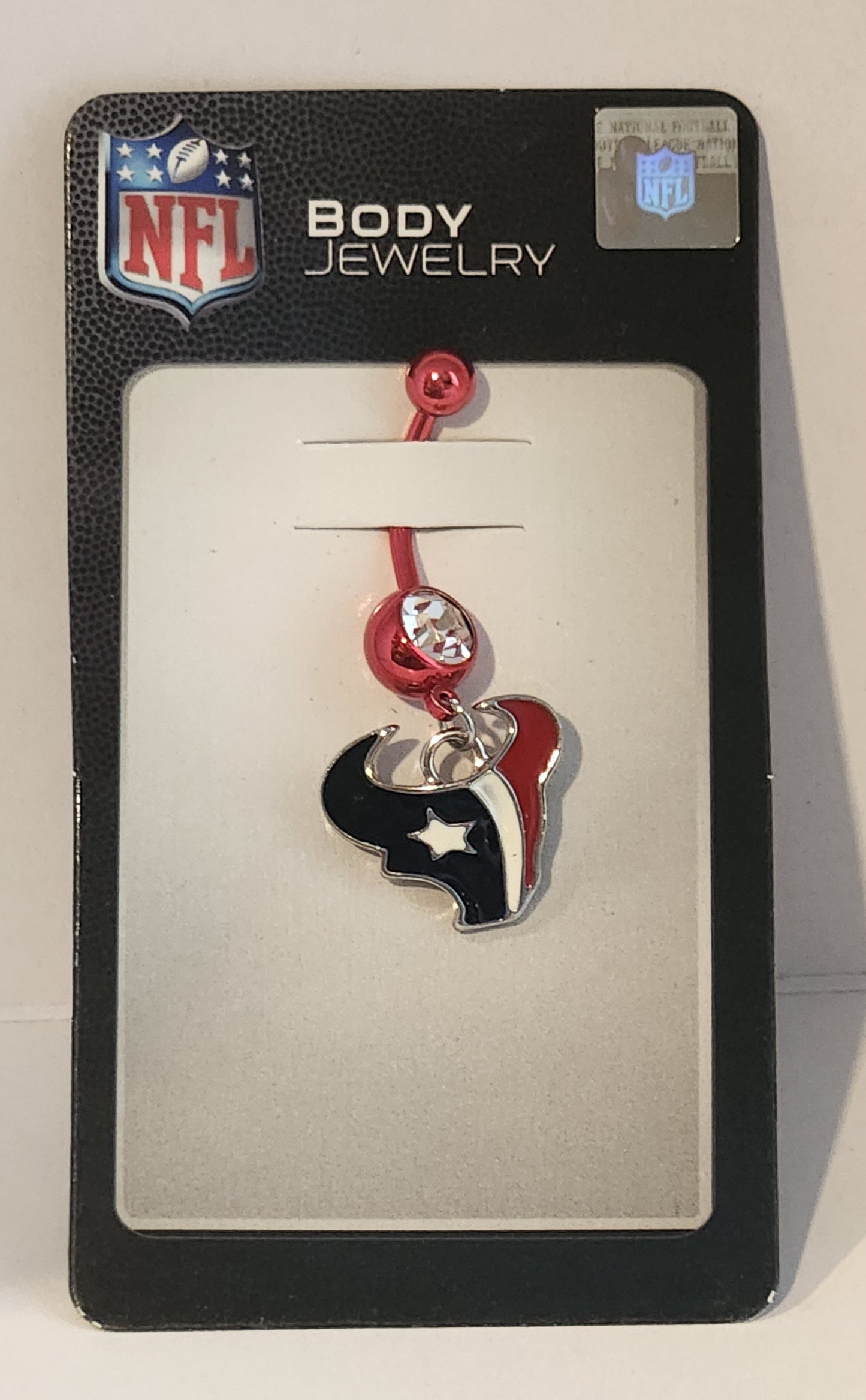 Houston Texans Navel Belly Ring with Dangle Charm (Logo) NFL Jewelry