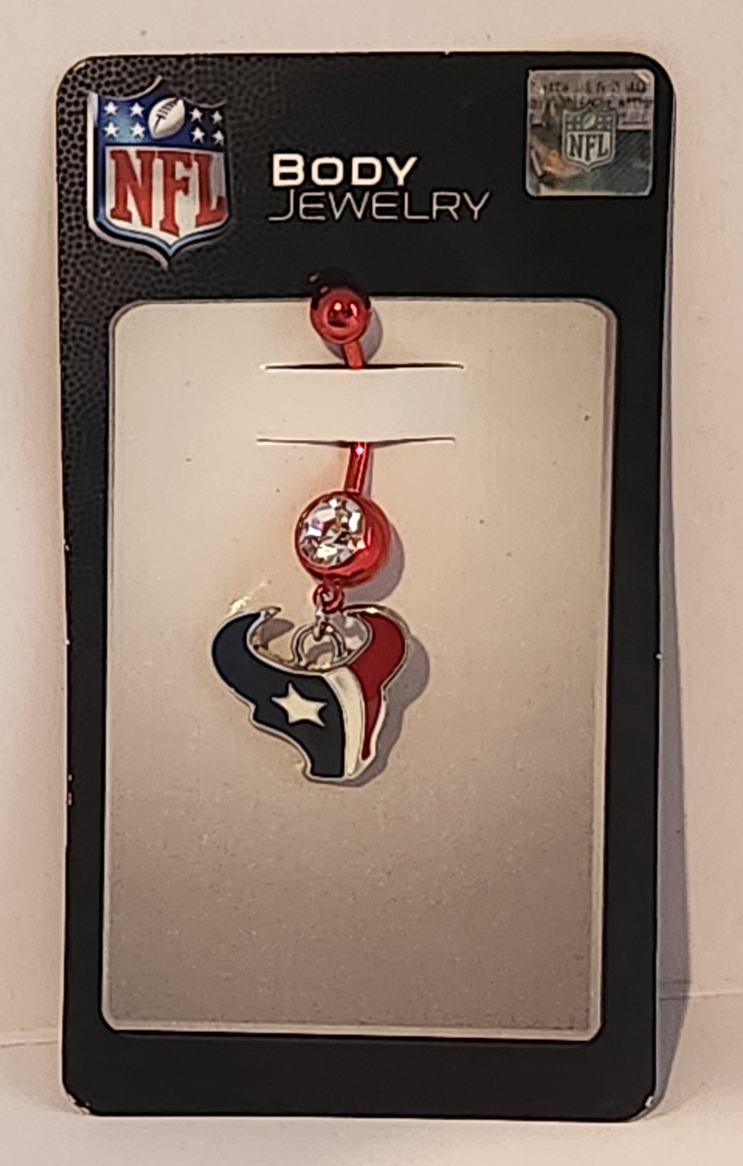 Houston Texans Navel Belly Ring with Dangle Charm (Logo) NFL Jewelry