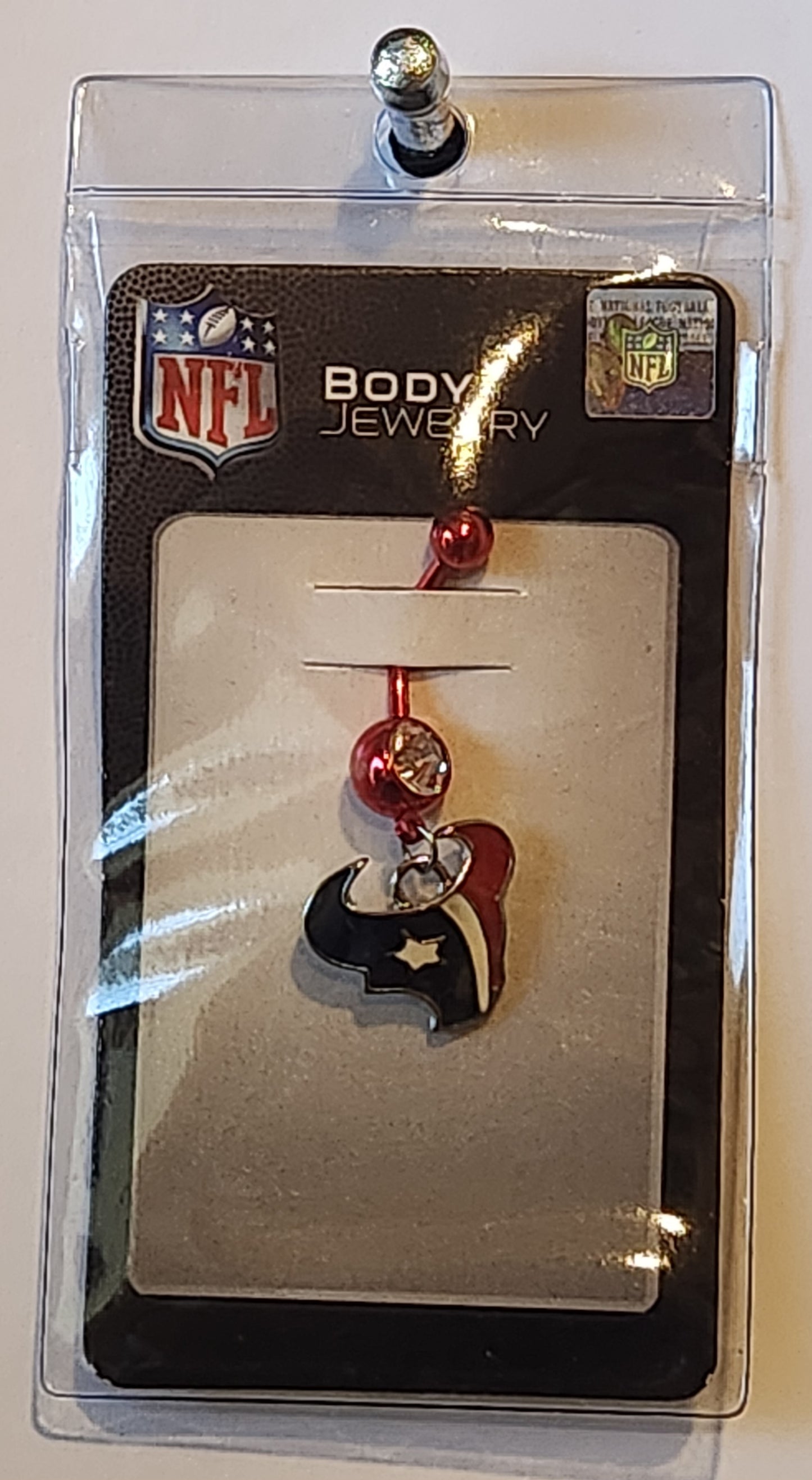 Houston Texans Navel Belly Ring with Dangle Charm (Logo) NFL Jewelry