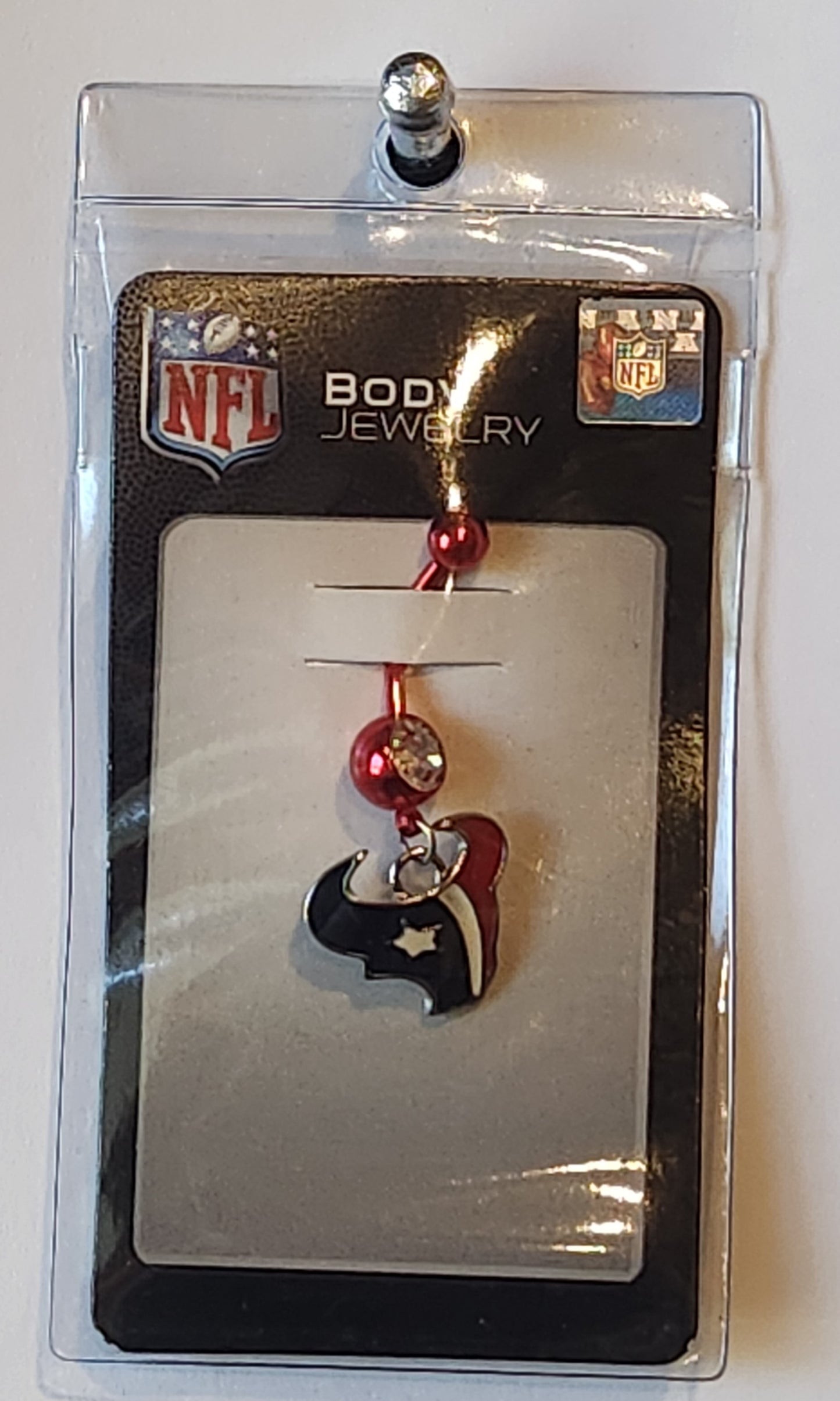 Houston Texans Navel Belly Ring with Dangle Charm (Logo) NFL Jewelry