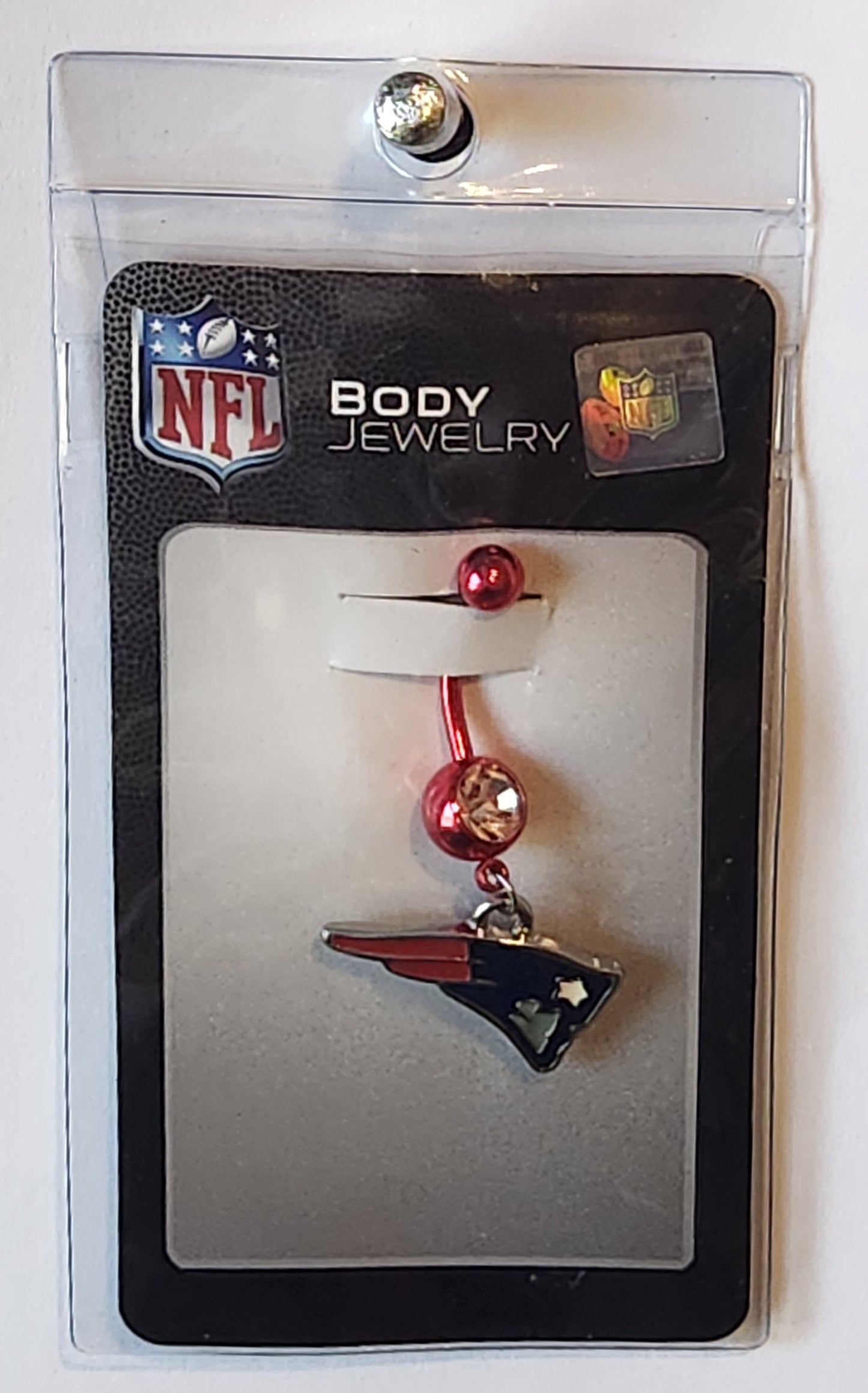 New England Patriots Navel Belly Ring with Dangle Charm (Logo) NFL Jewelry