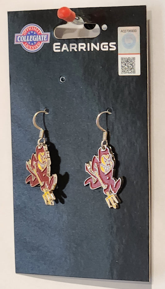 Arizona State Sun Devils Dangle Earrings (Chrome) NCAA