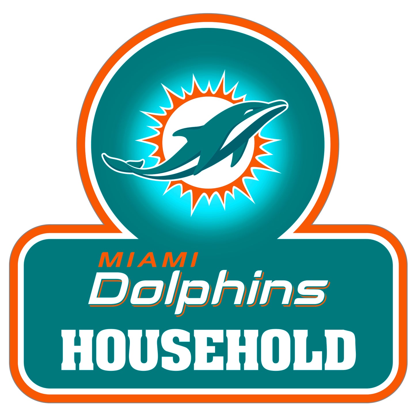 Miami Dolphins Household Vinyl Auto or Flat Surface Decal NFL