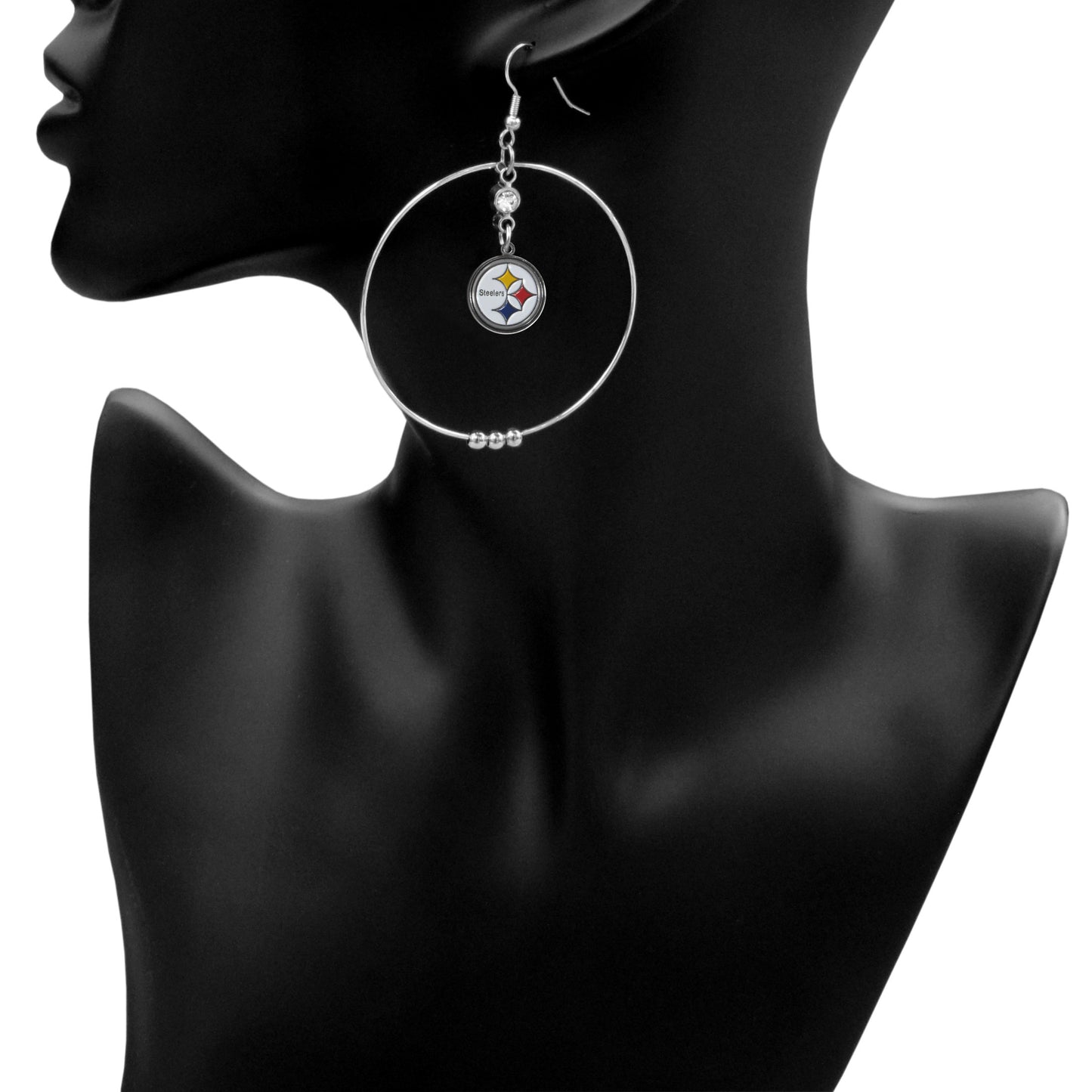 Pittsburgh Steelers 2 inch Hoop Earrings NFL Licensed Football Jewelry